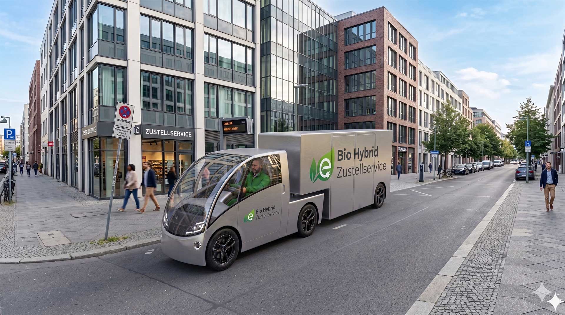 Bio-Hybrid-Sattelzug-Zustellservice